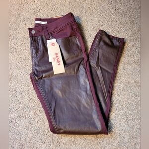 Levi's 535 Super Skinny Burgundy Faux Leather Jeans